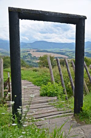 beautiiful view of slovakian nature from medieval settlement Havranok, archeological museum of celtic cultureの写真素材