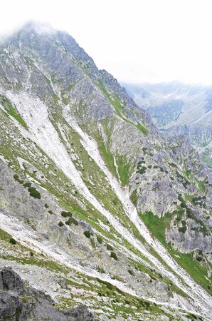 mountain landscape with landslide in High Tatras in Slovakiaの写真素材