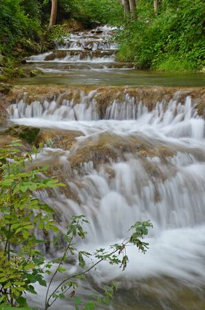 water cascade in Lucky waterfall in Slovakiaの写真素材