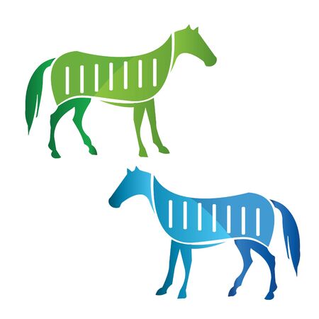 green and blue Horseのイラスト素材