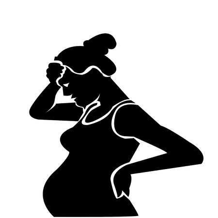 Pregnant girl vector illustration isolated on white background. Pregnant woman. Pregnant woman silhouette. Pregnant woman eps clip art.のイラスト素材
