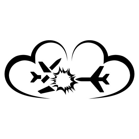 Airplane insurance and Plane Accident Vector Illustration. Style is flat symbol, white background.のイラスト素材