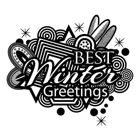 Best winter greetings. Hand lettering typography text. Doodles. vector illustratorのイラスト素材