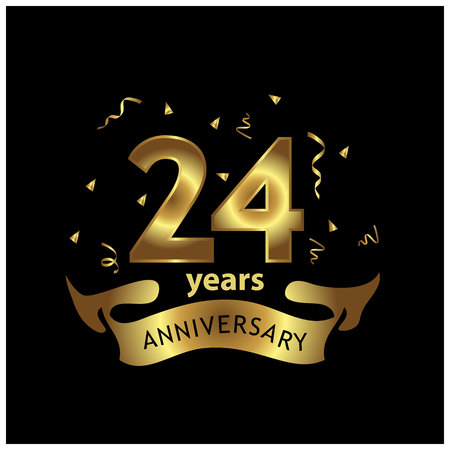 24 years anniversary golden. anniversary template design for web, game ,Creative poster, booklet, leaflet, flyer, magazine, invitation card - Vectorのイラスト素材