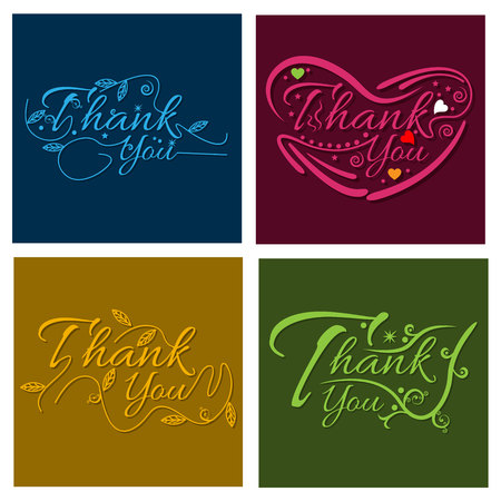 Thank you hand lettering, business card template. vector illustrationのイラスト素材