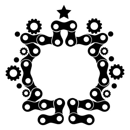 Background with mechanic ornament chain, flat design. vectorのイラスト素材