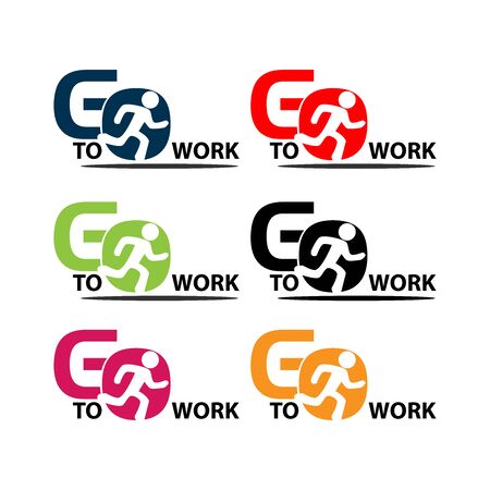 Go to work stock icons. Colorful set icon. label. vectorのイラスト素材