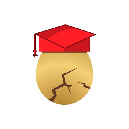 Egg wear graduation hat stock icon. Vector Illustration on white backgroundのイラスト素材