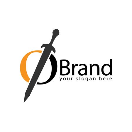 Sword Letter O Logo. Vector Illustration on white backgroundのイラスト素材