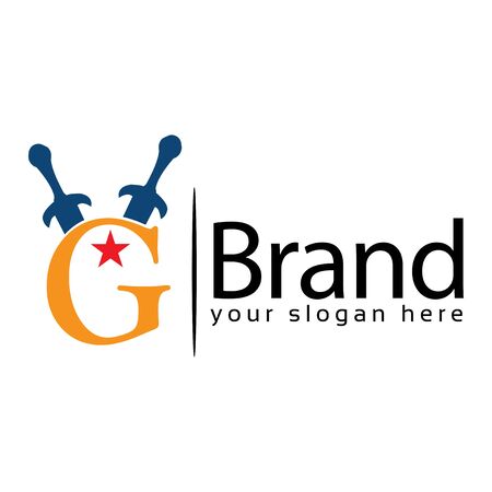Sword Letter G Logo. Vector Illustration on white backgroundのイラスト素材