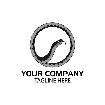 Gray snake logo in the circle. flat design. Snake silhouette. Vector Illustration on white backgroundのイラスト素材