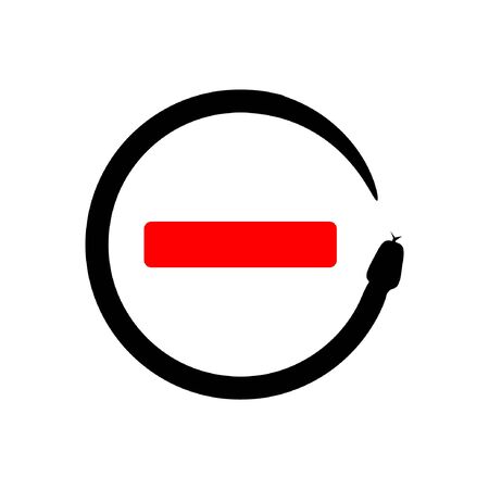 Snake coiled with minus symbol. stop symbol, flat designのイラスト素材
