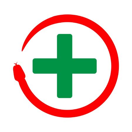 Snake coiled with plus symbol. icon for the health industryのイラスト素材