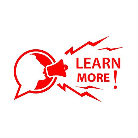 Learn more with megaphone. illustration in vector format. Flat designのイラスト素材