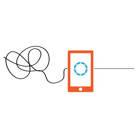 Solution concept with smartphone, difficult to be easy. Flat designのイラスト素材