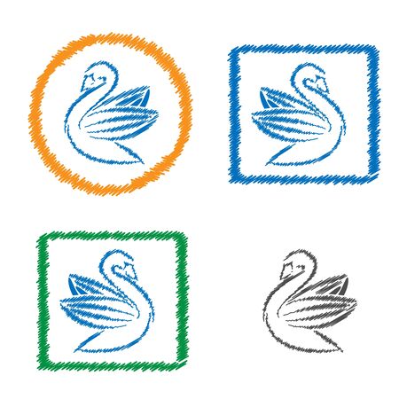 Vector abstract hatched goose. Flat design.のイラスト素材