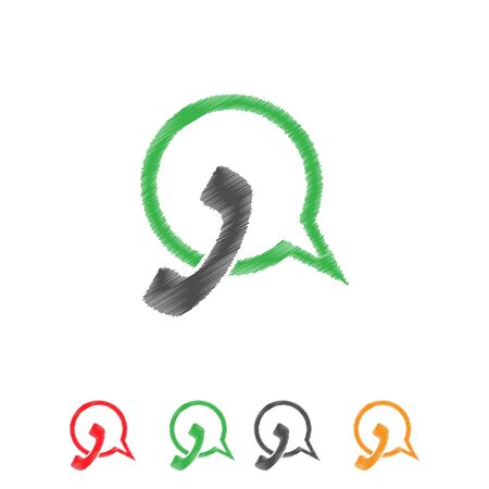 Vector abstract hatched chat icon and telephone. Flat design.のイラスト素材