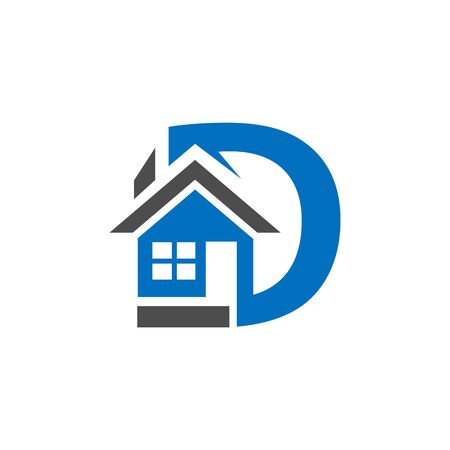 combines house and the letter D,  abstract houses. vector illustratorのイラスト素材