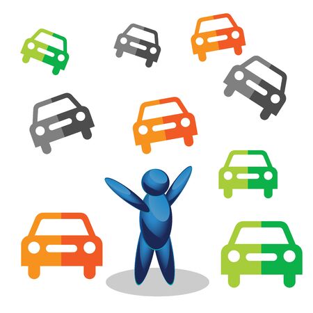 man and car backgroundのイラスト素材