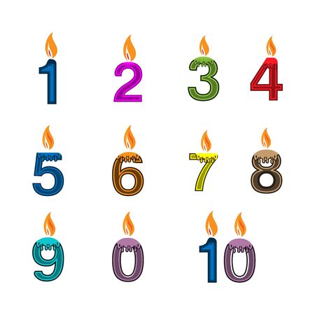 Birthday candle, 1-10, icon setのイラスト素材