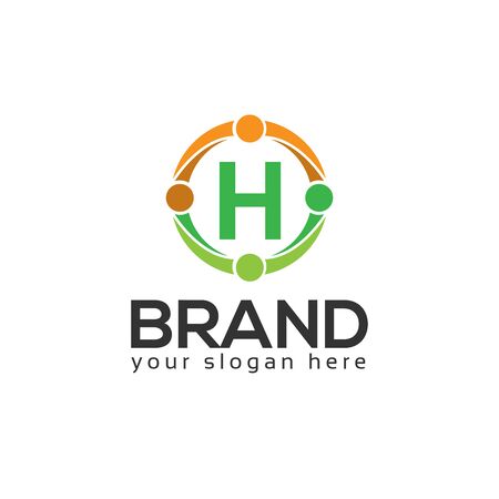 Letter H in circle. Flat logo design.のイラスト素材