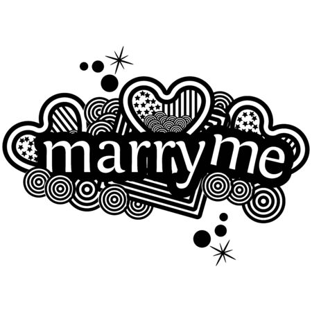 Marry me. Hand lettering typography text. Heart Doodles. vector illustratorのイラスト素材