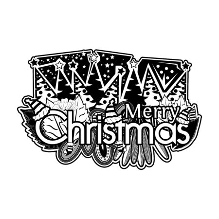 Black Christmas tree  on whiteのイラスト素材