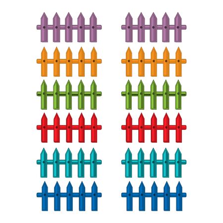 Colorful Fence barrier set for Protection Garden, House, Farm. stock vectorのイラスト素材