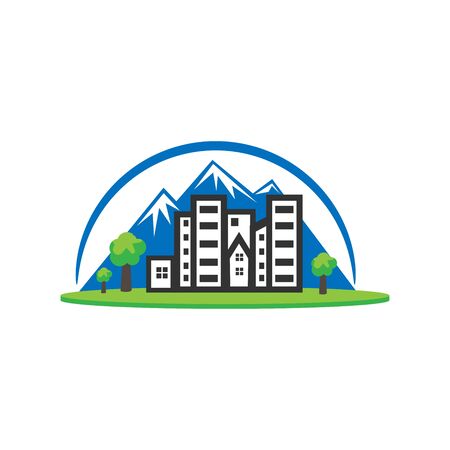 Leaf and house logo vector. Green Homeのイラスト素材