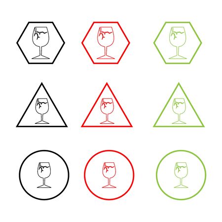 Broken glass icon. Vector danger warning sign, line icon.のイラスト素材