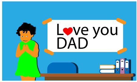 Love you Dad On the wall, vector illustration.のイラスト素材