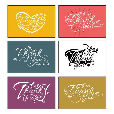 Thank you hand lettering, business card template. vector illustratioのイラスト素材