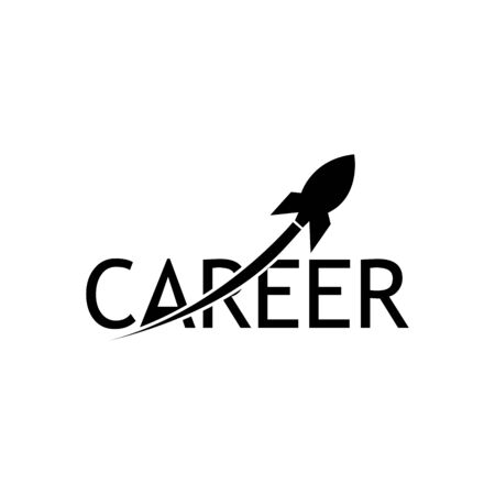 Career and spacecraft icon. Flat vector illustration on white backgroundのイラスト素材