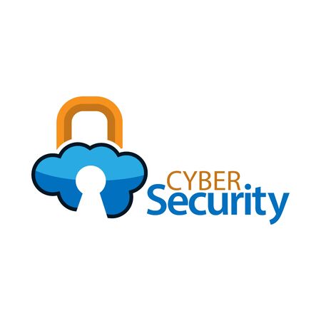 Cyber security with cloud icon. Flat vector illustration on white backgroundのイラスト素材