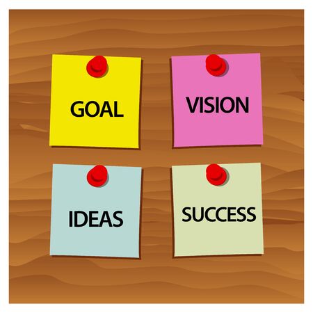 Reminder paper word goal,vision,ideas, and success vector. Vector Illustration.
