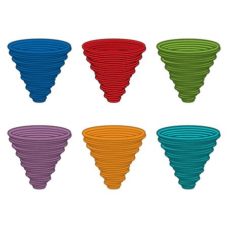 Colorful tornado set icon, flat iconのイラスト素材