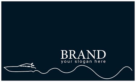 Ship line background.  Vector Illustration on blue background. Flat design.  line logoのイラスト素材