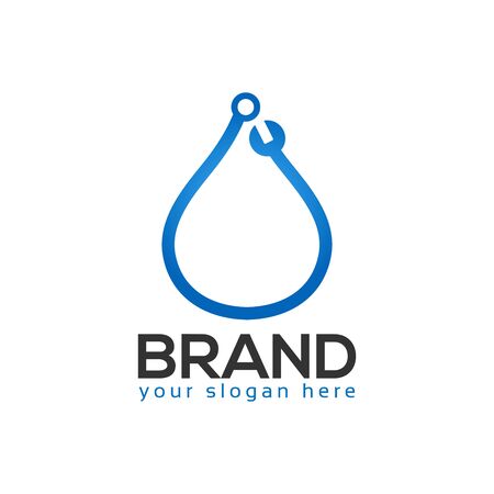 Water and wrench. water service logoのイラスト素材