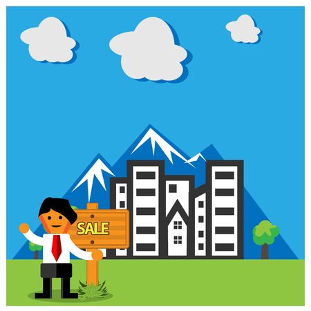 House For Sale. Flat design. Vector illustration on backgroundのイラスト素材