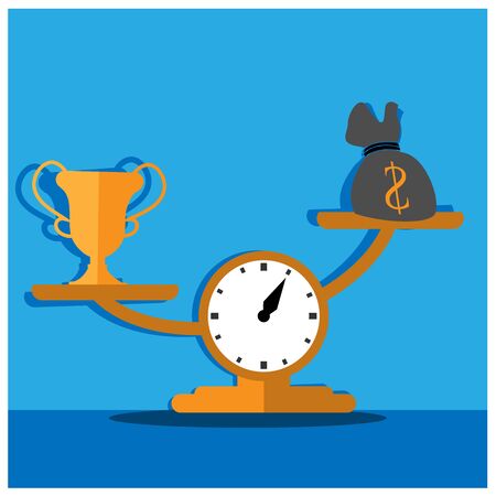 Scales between money and career. Vector Illustration.のイラスト素材
