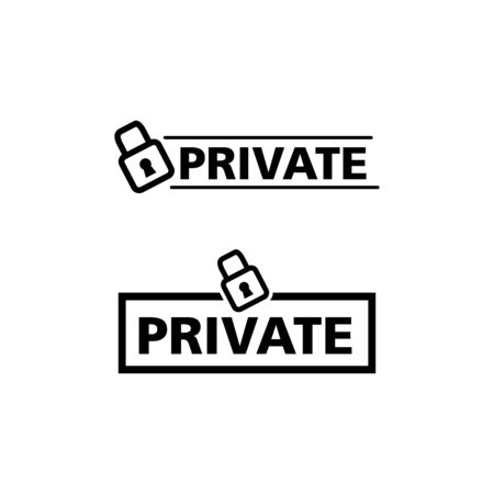 Private with padlock icon. Flat vector illustration on white background.のイラスト素材