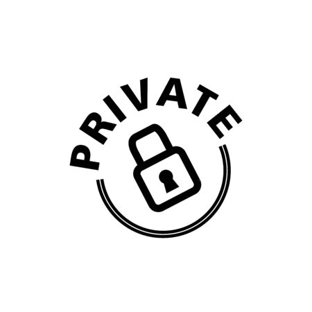 Private with padlock icon. Flat vector illustration on white background.のイラスト素材