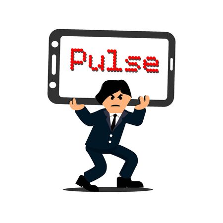 Man carrying Burden of a pulse. illustration vector cartoonのイラスト素材