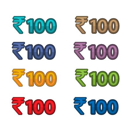 Illustration Vector of price 100 rupee, India currencyのイラスト素材