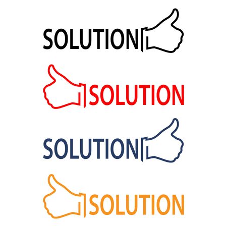Solution with thumb. Flat vector illustration on white background.のイラスト素材