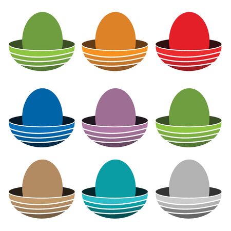 Eggs in the nest. Eggs set icon  vector illustrationのイラスト素材