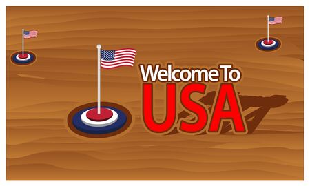 Welcome to USA poster with Burkina American flag,  time to travel USA. vector illustration isolatedのイラスト素材