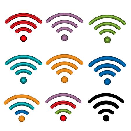 Set of WiFi icons, stock illustrationのイラスト素材