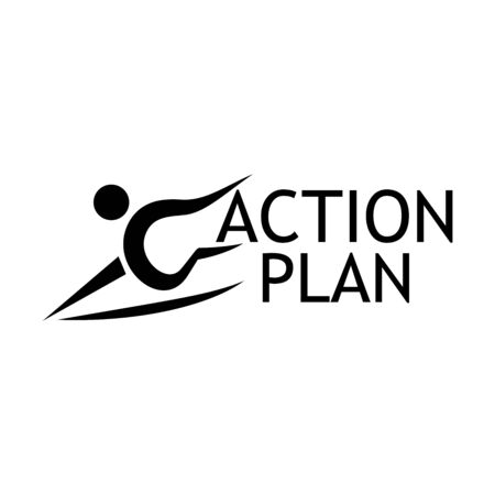 Action Plan with people icon. Flat vector illustration on whiteのイラスト素材