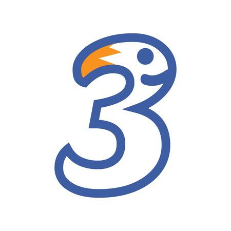 Number three, flat design. Vector illustration on white background.のイラスト素材